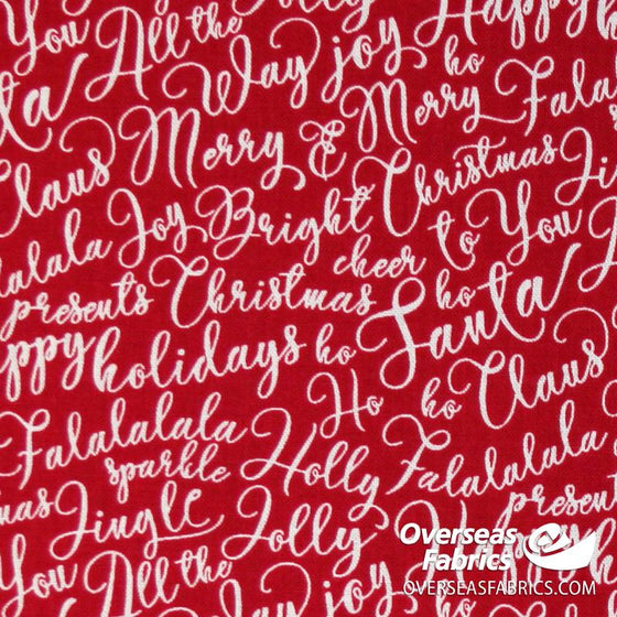 Riley Blake - Merry and Bright, Words, Red