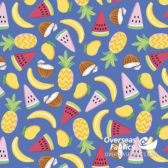 Riley Blake - Rainbowfruit, Lets Get Coconuts, Blue