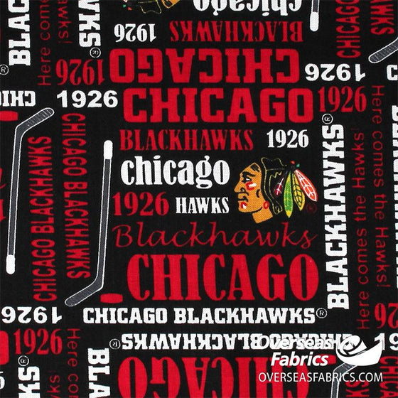 NHL Quilting Cotton - Chicago Blackhawks, Black 1138