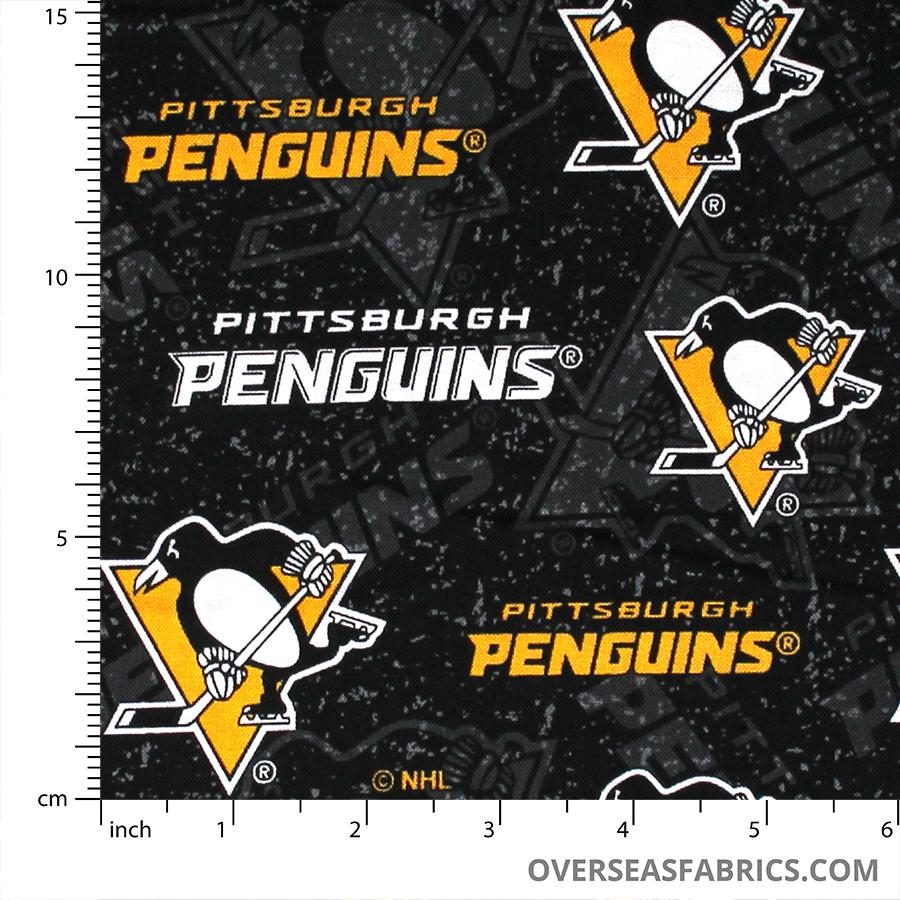 NHL Quilting Cotton Pittsburgh Penguins Black Overseas Fabrics