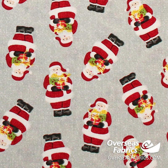 StudioE Fabrics - Snow Merry, Tossed Santas, Grey