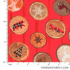 StudioE Fabrics - Warm Winter Wishes, Tossed Circles with Rustic Motifs, Red