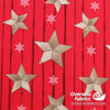 StudioE Fabrics - Warm Winter Wishes, Wood Grain with Tossed Stars, Red