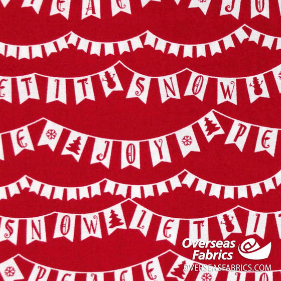 StudioE Fabrics - Winter Essential III, Peace Love Joy Banner, Red