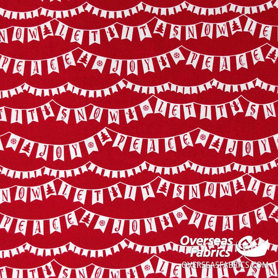 StudioE Fabrics - Winter Essential III, Peace Love Joy Banner, Red