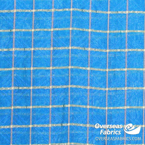 Semi-Sheer Poly 45" (Apr 2021) - Gold Check, Blue