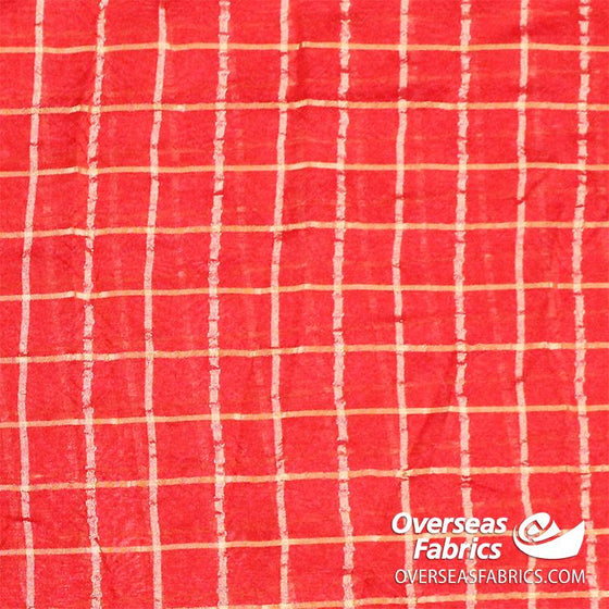 Semi-Sheer Poly 45" (Apr 2021) - Gold Check, Red
