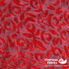 Burnout Velvet 60" - Half Flowers, Red