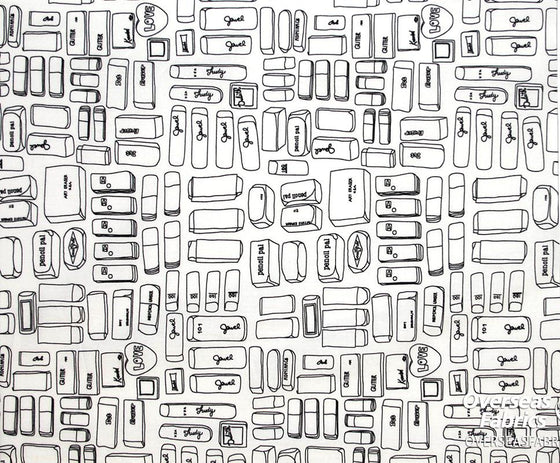 Windham Fabrics - Pencil Club, Pencil Pals In Transparent, White