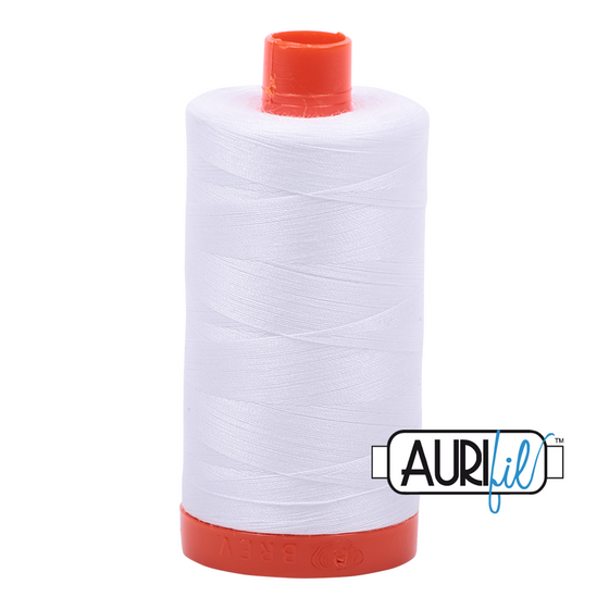 Aurifil Thread 50wt - 2024 White, 1300m Spool