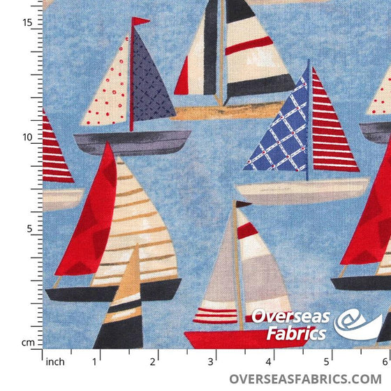 Blank Quilting - Harbor Days, Sailboat, Blue