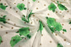 Printed Chiffon 45" - Gold Embroidered Roses, Green (Fall 2021)