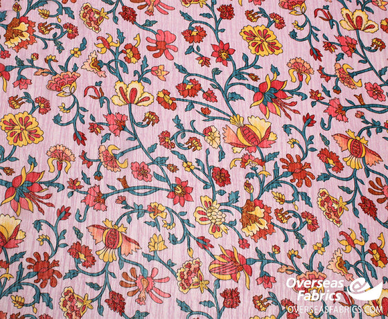 Printed Chiffon 60 (Jul 2021) - Design 01, Floral Sparkle, Pink