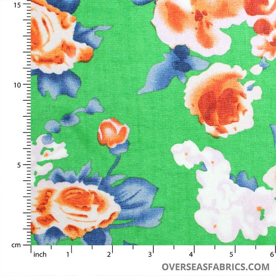 Printed Chiffon 60 (Mar 2021) - Design 01, Vivid Floral, Green