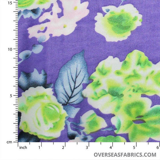 Printed Chiffon 60 (Mar 2021) - Design 01, Vivid Floral, Purple