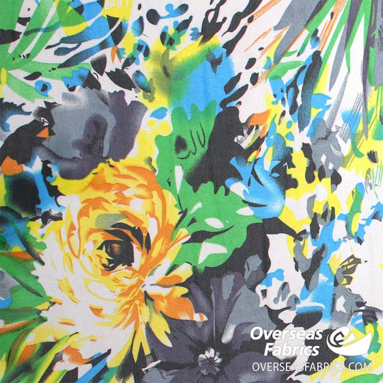 Printed Chiffon 60 (Mar 2021) - Design 03, Zebra Floral, Yellow