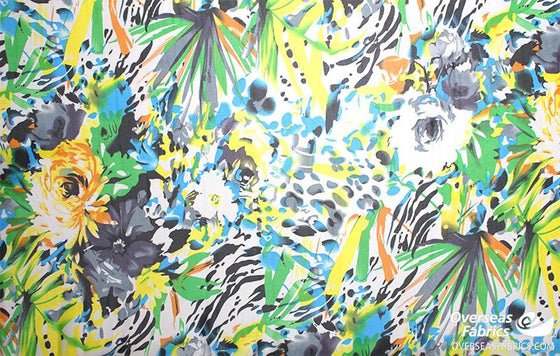 Printed Chiffon 60 (Mar 2021) - Design 03, Zebra Floral, Yellow