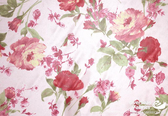 Printed Chiffon 60 (Mar 2021) - Design 12, Soft Floral, Red