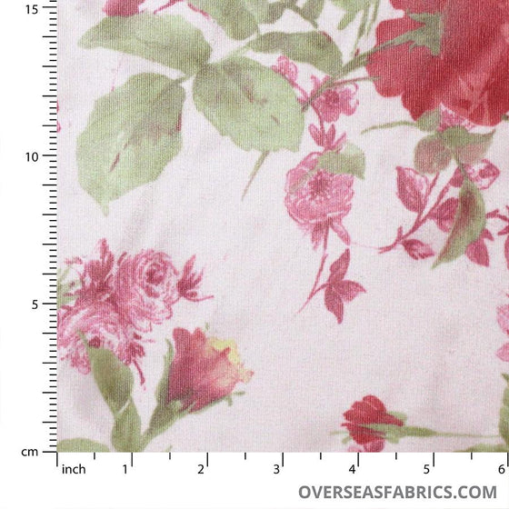 Printed Chiffon 60 (Mar 2021) - Design 12, Soft Floral, Red