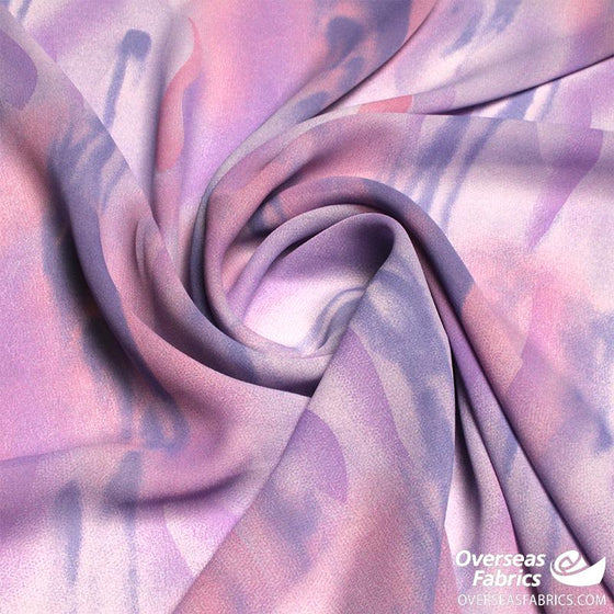 Printed Chiffon 60 (Mar 2021) - Design 14, Abstract Tie Dye, Purple