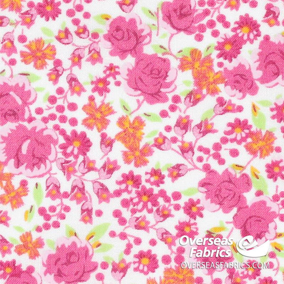 Dress Cotton 60" (Jun 2021) - Design 5, Flower Garden, Pink