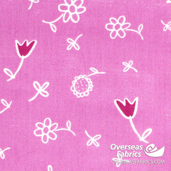 Dress Cotton 60" (Jun 2021) - Design 6, Sidewalk Chalk Floral, Pink (water damage)