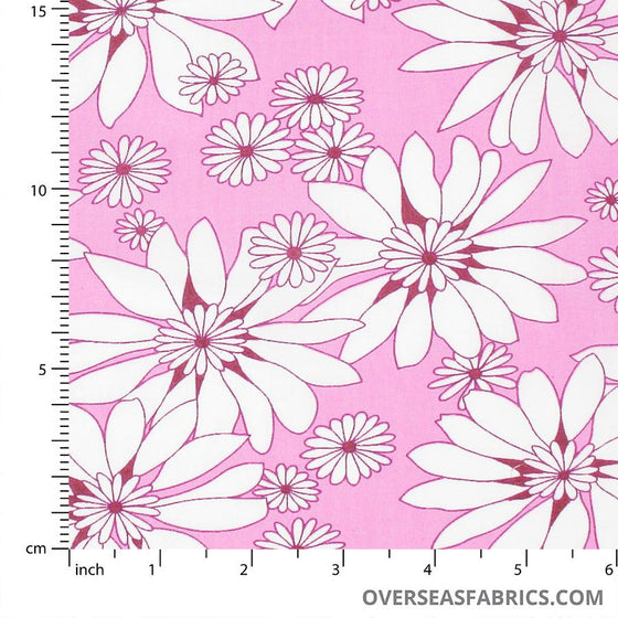 Dress Cotton 60" (Jun 2021) - Design 11, Multi Daisies, Pink