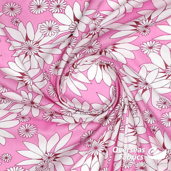 Dress Cotton 60" (Jun 2021) - Design 11, Multi Daisies, Pink