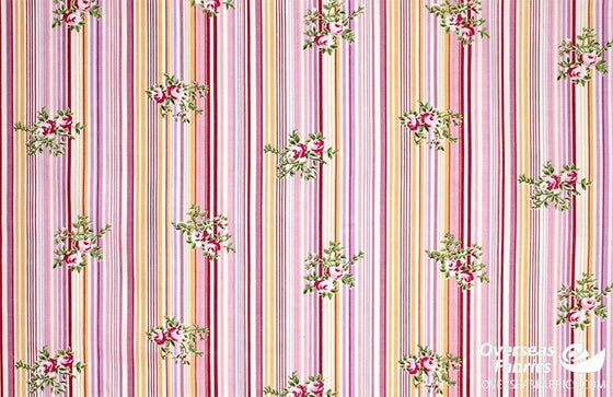 Dress Cotton 60" (Jun 2021) - Design 12, Floral Multi Stripe, Pink