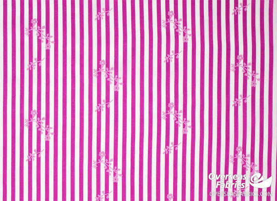 Dress Cotton 60" (Jun 2021) - Design 15, Floral Stripe, Purple