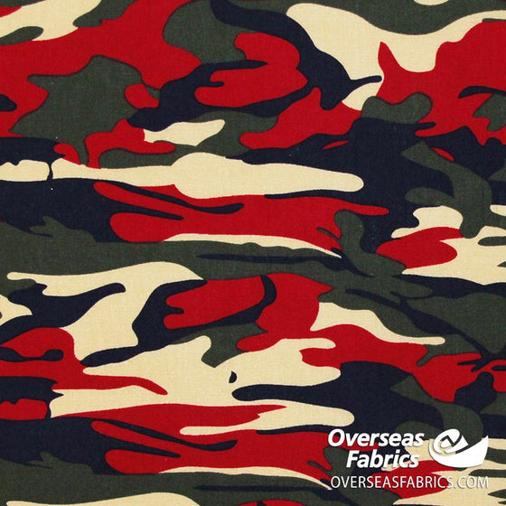 Dress Cotton 60" (Dec 2020) - Design 1, Camouflage, Red