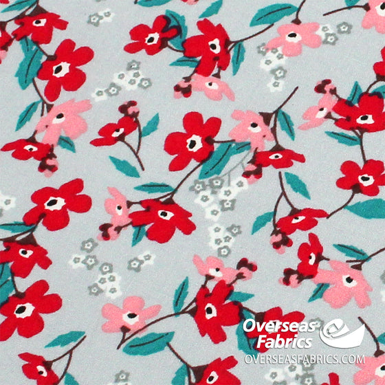 Dress Cotton 60" - Design 02, Fun Flowers, Grey (Spring 2022)