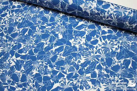 Dress Cotton 60" - Design 01, Hawaiian Luau, Blue (Summer 2022)