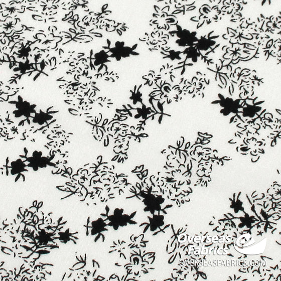 Dress Cotton 60" - Design 04, White Flowers, Black (Summer 2022)