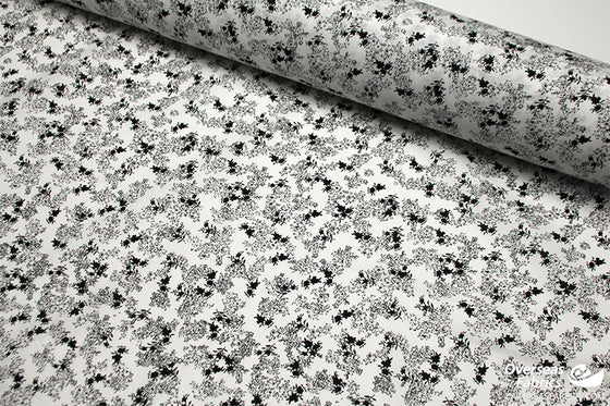 Dress Cotton 60" - Design 04, White Flowers, Black (Summer 2022)