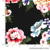Dress Cotton 60" - Design 05, Big Bouquets, Black (Summer 2022)