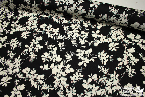 Dress Cotton 60" - Design 08, Floral Silhouette, Black (Summer 2022)
