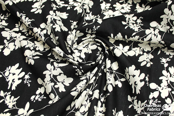 Dress Cotton 60" - Design 08, Floral Silhouette, Black (Summer 2022)