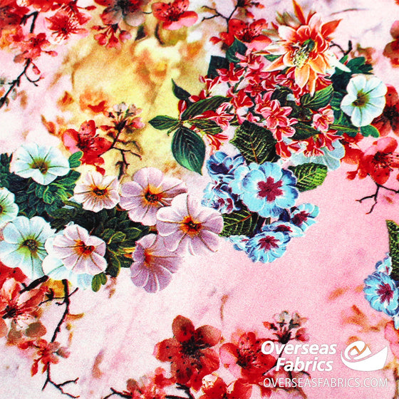 Dress Rayon 60" - Design 2, Forest Florals, Pink (Spring 2022)