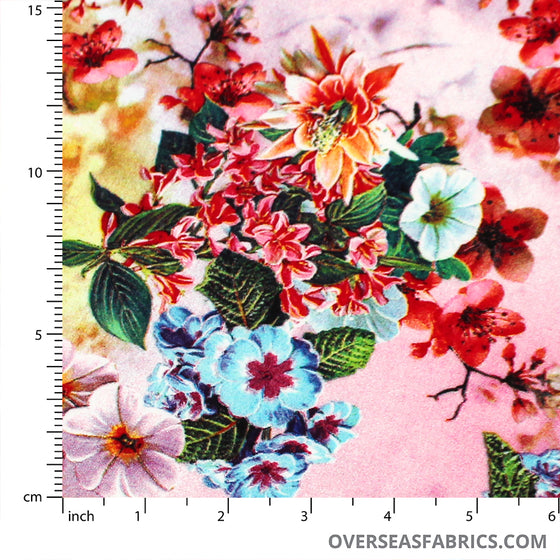 Dress Rayon 60" - Design 2, Forest Florals, Pink (Spring 2022)