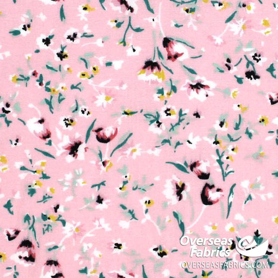 Dress Cotton 60" - June 2020 Collection, Design 8 - Medium Flowers, Pink