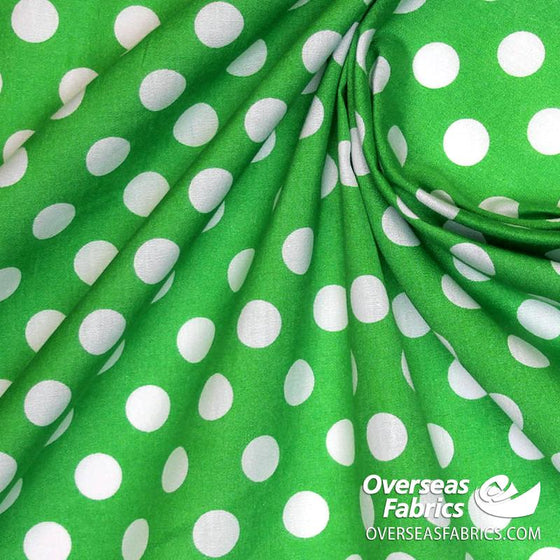 Dress Cotton 60" - June 2020 Collection; Design 11 - Large Polka Dots, Green