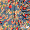 Dress Crepe 45" - July 2020 Collection; Design 06 - Smooth Florals, Steel Blue