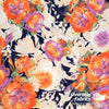 Dress Crepe 45" - July 2020 Collection; Design 07 - Navy Floral, Orange