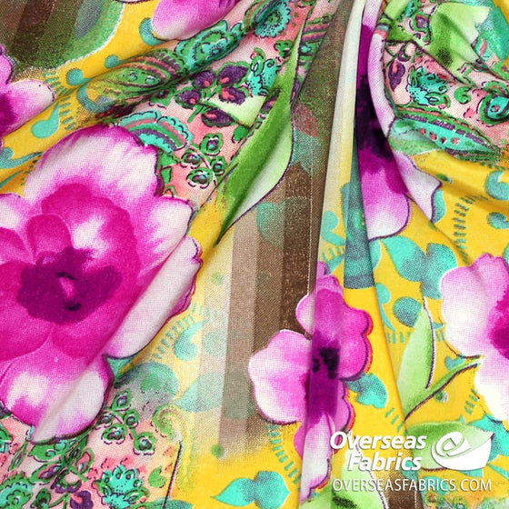 Dress Crepe 45" - June 2020 Collection; Design 01 - Large Flowers, Magenta