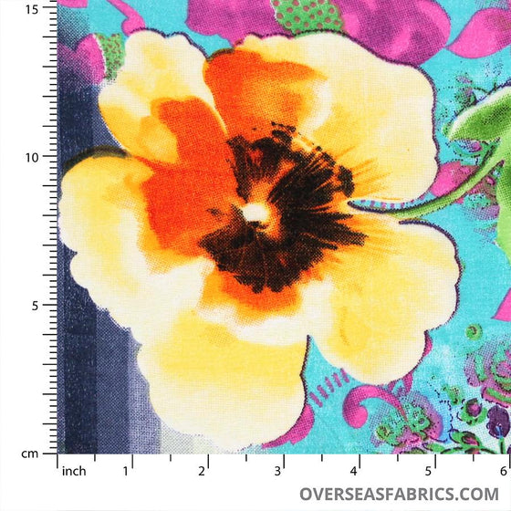 Dress Crepe 45" - June 2020 Collection; Design 01 - Large Flowers, Yellow