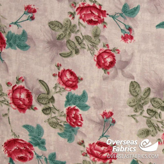 Dress Crepe 45" - June 2020 Collection; Design 04 - Quiet Carnations, Red