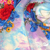Dress Crepe 45" - June 2020 Collection; Design 18 - Large Bouquet, Blue