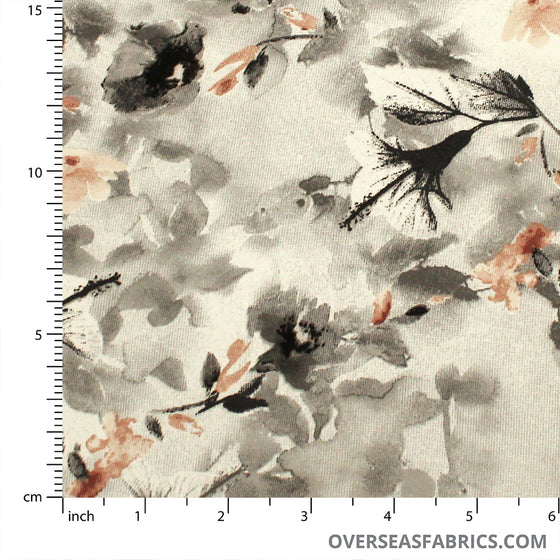 Dress Crepe 45" - Design 06, Hiding in the Leaves, Grey (Spring 2022)