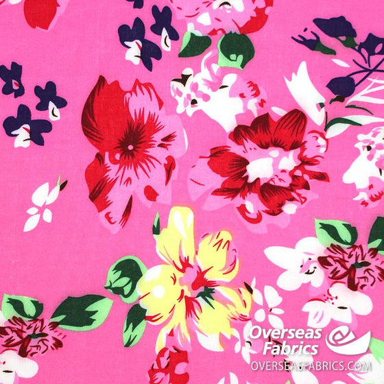 Dress Rayon 60" - June 2020 Collection; Design 01 - Large Floral, Pink